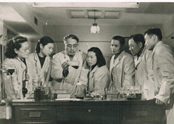 1950年，著名微生物藥物學(xué)家，后任上海醫(yī)藥工業(yè)研究院抗生素室主任、副院長、名譽院長的童村，與科研人員開展課題研究